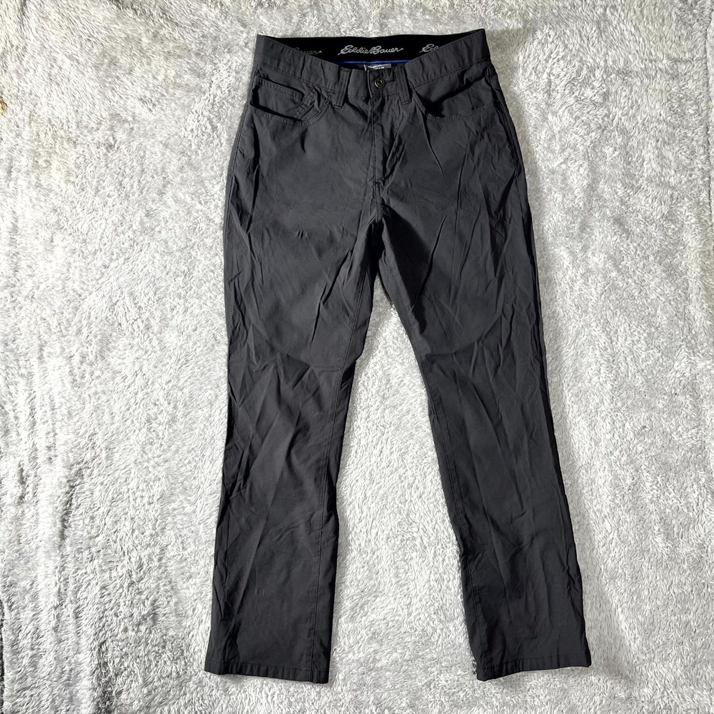 Eddie Bauer Pants Mens 32x30 Black Nylon Stretch Flat Front Straight Leg Pockets